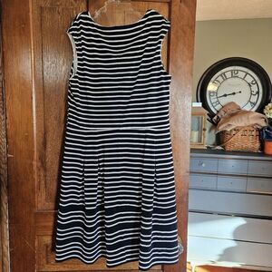 American Living by Ralph‎ Lauren Size 18 Woman's Navy Blue White Striped Dress